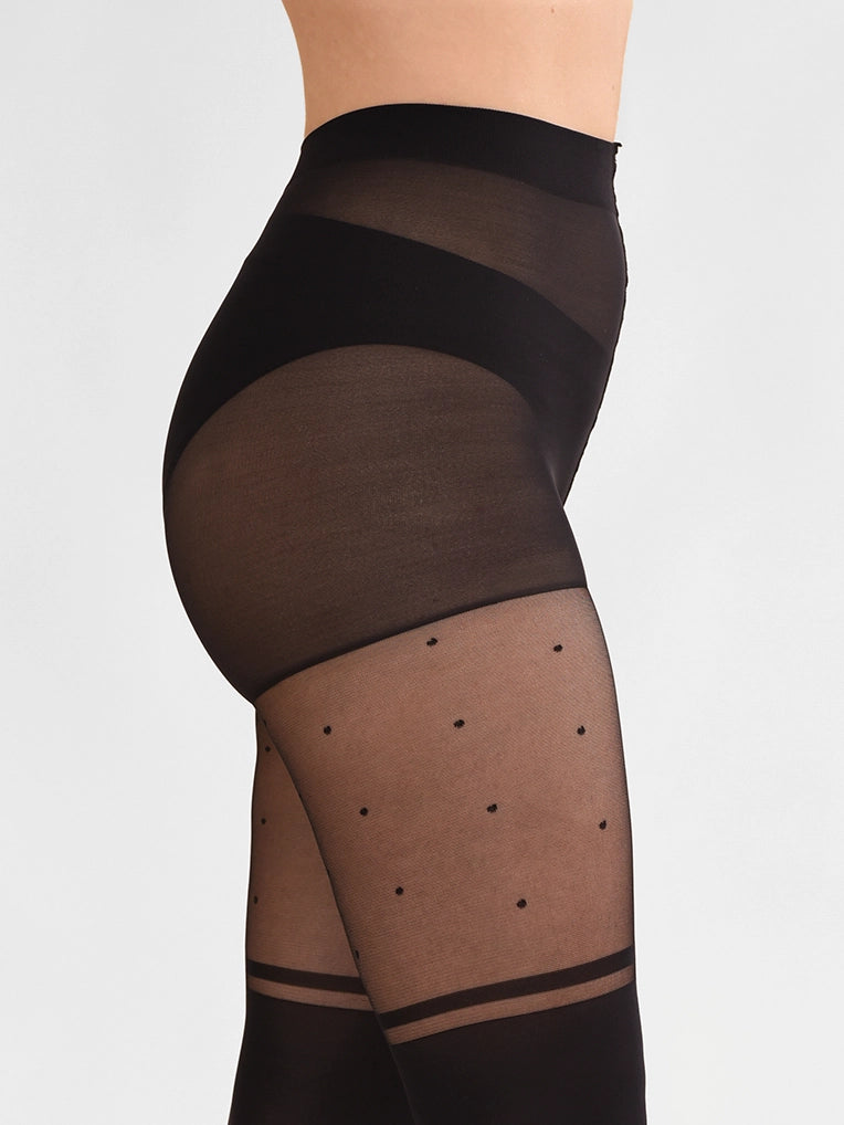 Collant cuissardes rayure et petits pois