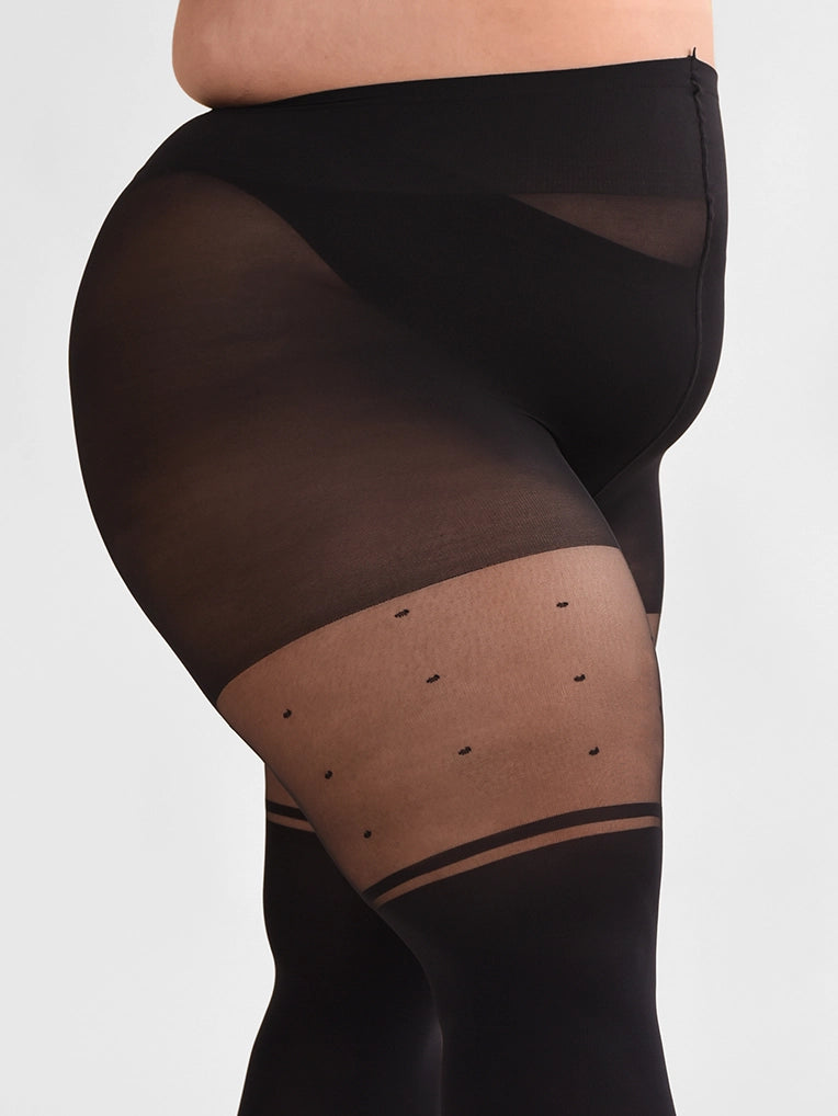 Collant cuissardes rayure et petits pois