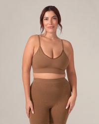 Bralette sans coutures motif léopard - Café