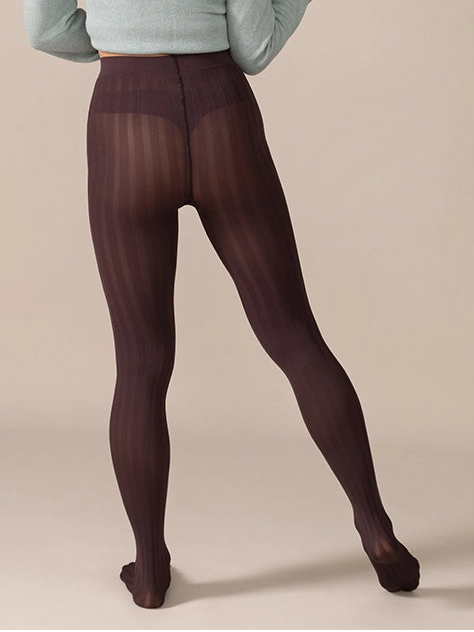 Wide Rib Opaque Tights 80D in Plum