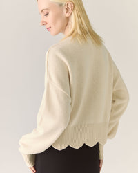 Scalloped Responsible Merino Sweater in Whipped cream