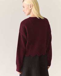 Scalloped Responsible Merino Sweater in Zinfandel